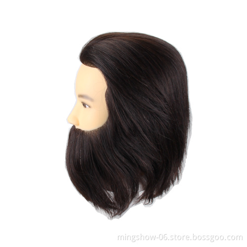 10" 100% Human Hair Male Mannequin Training Head With Beard Hairdressing Head With Human Hair Mannequins for Sale